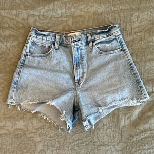 Abercrombie & Fitch Light Wash Distressed Denim Shorts